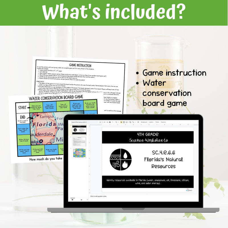 Water Conservation Board Game Florida Natural Resources Science Activity