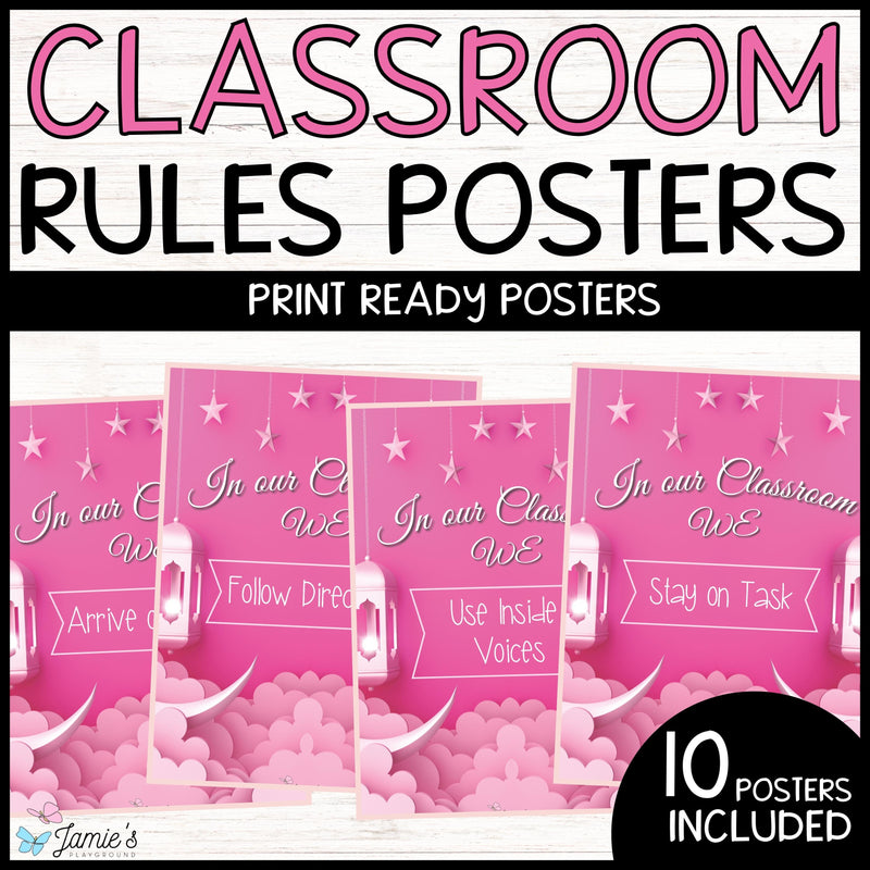 Classroom Rules & Expectations Posters (Pink) Bulletin Board Classroom Decor