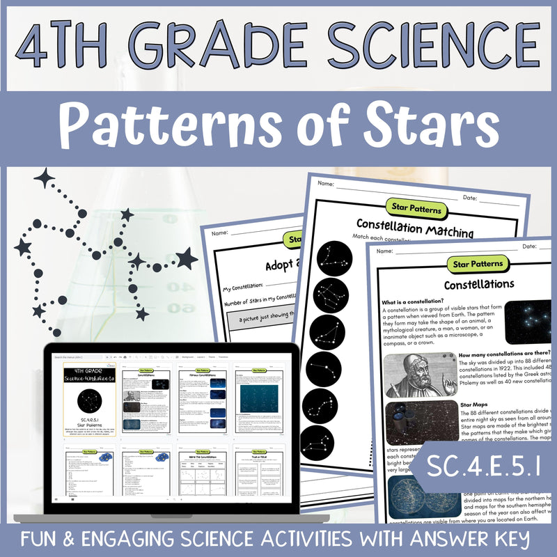 Patterns of Stars Activity & Answer Key 4th Grade Earth & Space Science