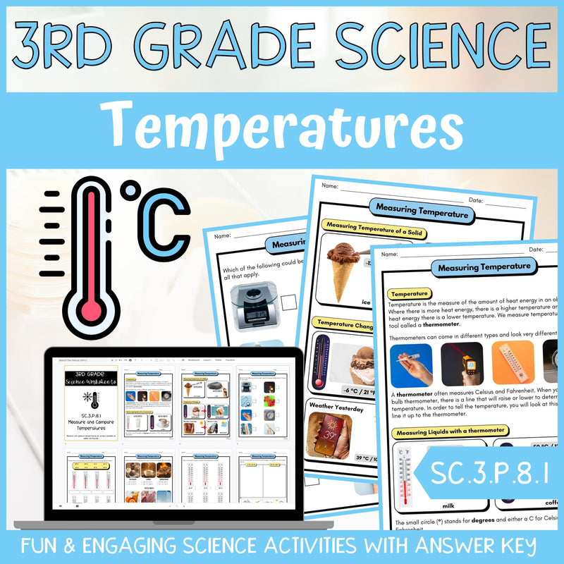 Hot and Cold Temperature Activity & Answer Key 3rd Grade Physical Science