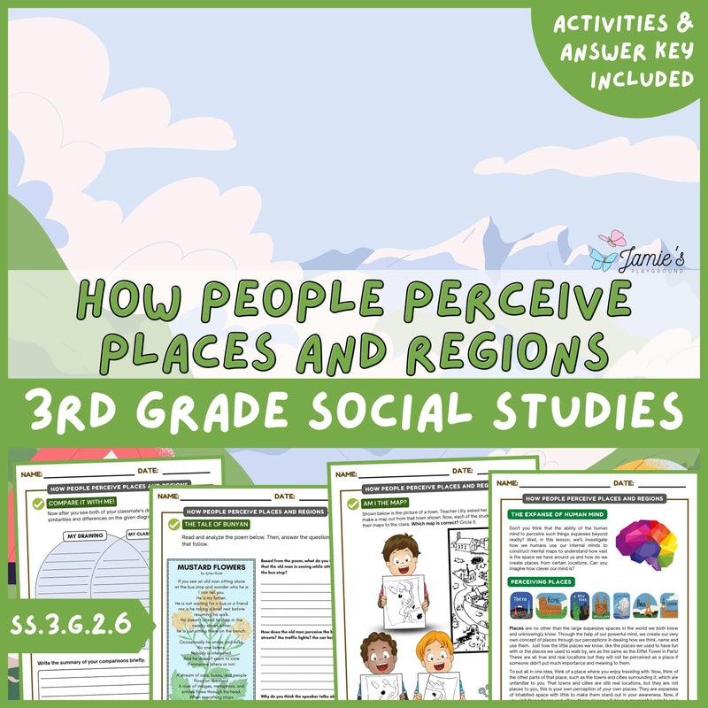 Places and Regions Activity & Answer Key 3rd Grade Social Studies