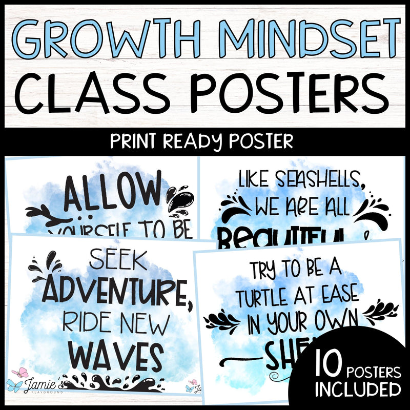 Growth Mindset Poster Display Ocean Classroom Decor and Bulletin Board