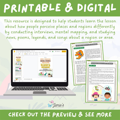 Places and Regions Activity & Answer Key 3rd Grade Social Studies