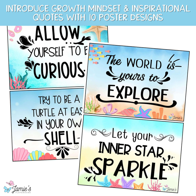 Growth Mindset Poster Display Ocean Classroom Decor and Bulletin Board