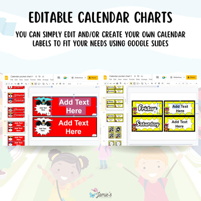 Calendar Pocket Chart 1 - EDITABLE Superhero Pocket Chart Calendar Set