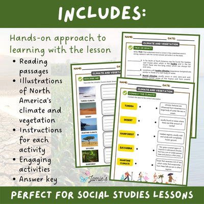 Climate and Vegetation Activity & Answer Key 3rd Grade Social Studies