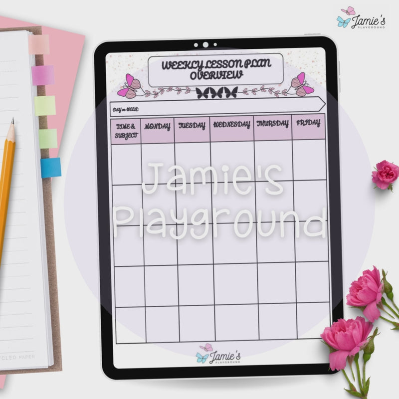 Editable Weekly Lesson Plan Template in Google Slides | Butterfly Theme