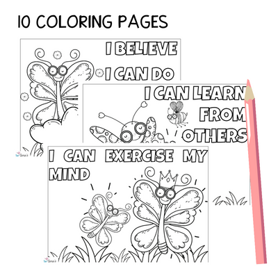 Growth Mindset Coloring Pages and Posters | Butterfly Inspirational Coloring