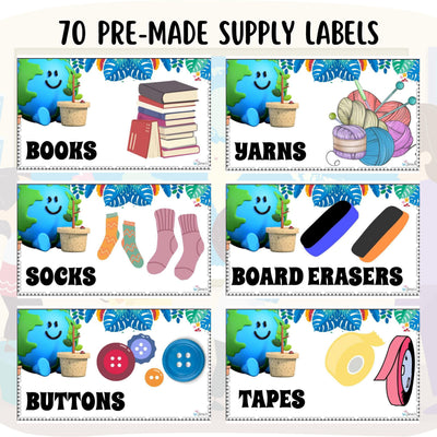 Classroom Supply Labels 1 - EDITABLE Geography Classroom Organization Colorful Supply Labels