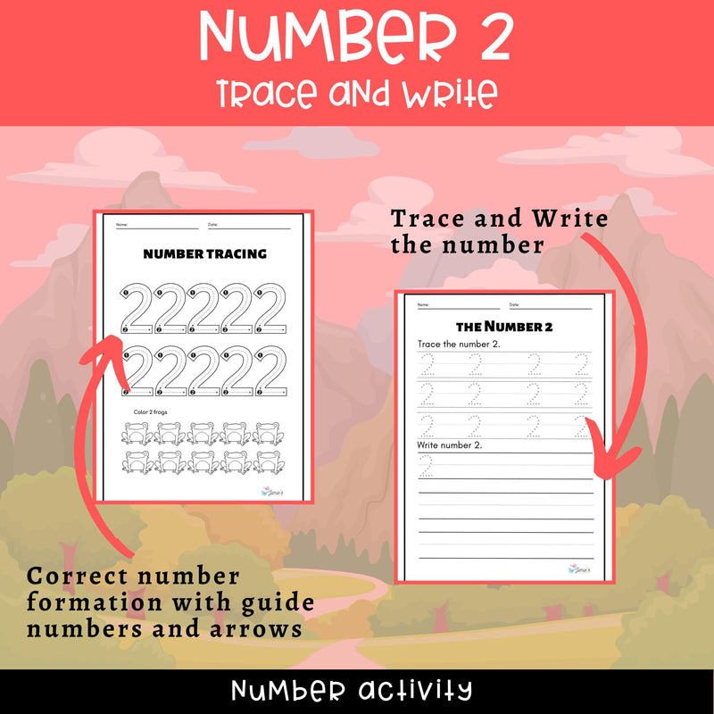 Number Tracing & Writing Activity | Number Formation Trace & Write - Number 2