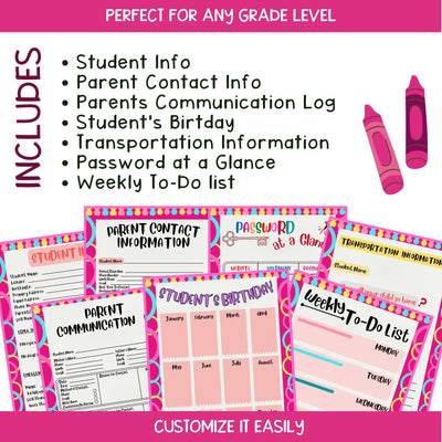 Parent Teacher Communication Log | Back to School Forms and Checklist