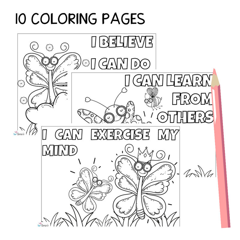 Growth Mindset Coloring Pages and Posters | Butterfly Inspirational Coloring