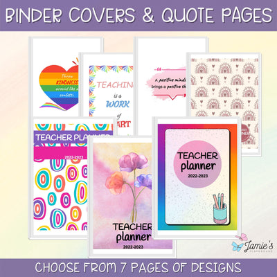 Editable Binder Covers for Teacher Binder and Planner | Rainbow theme