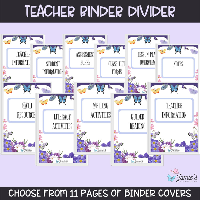 Editable Binder Covers for Teacher Binder and Planner | Butterfly theme