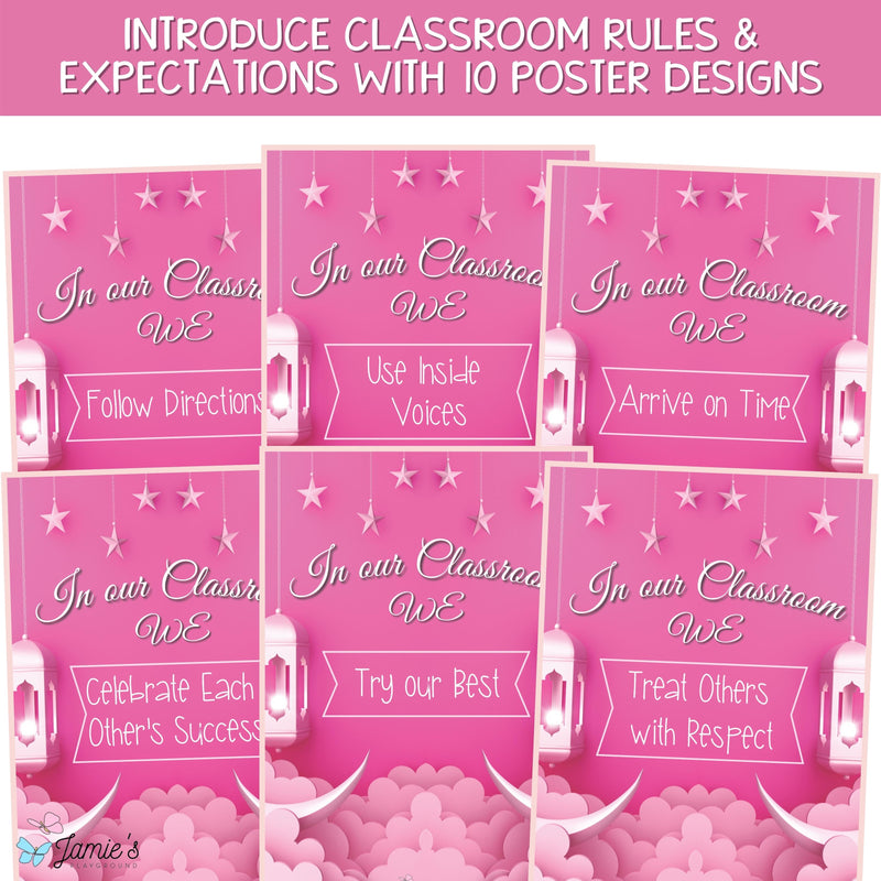 Classroom Rules & Expectations Posters (Pink) Bulletin Board Classroom Decor