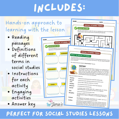 Social Studies Vocabulary Activities & Answer Key 3rd Grade Social Studies