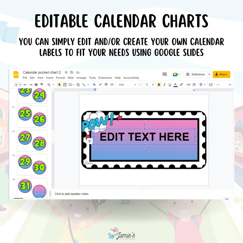 Calendar Pocket Chart 2 - EDITABLE Superhero Pocket Chart Calendar Set