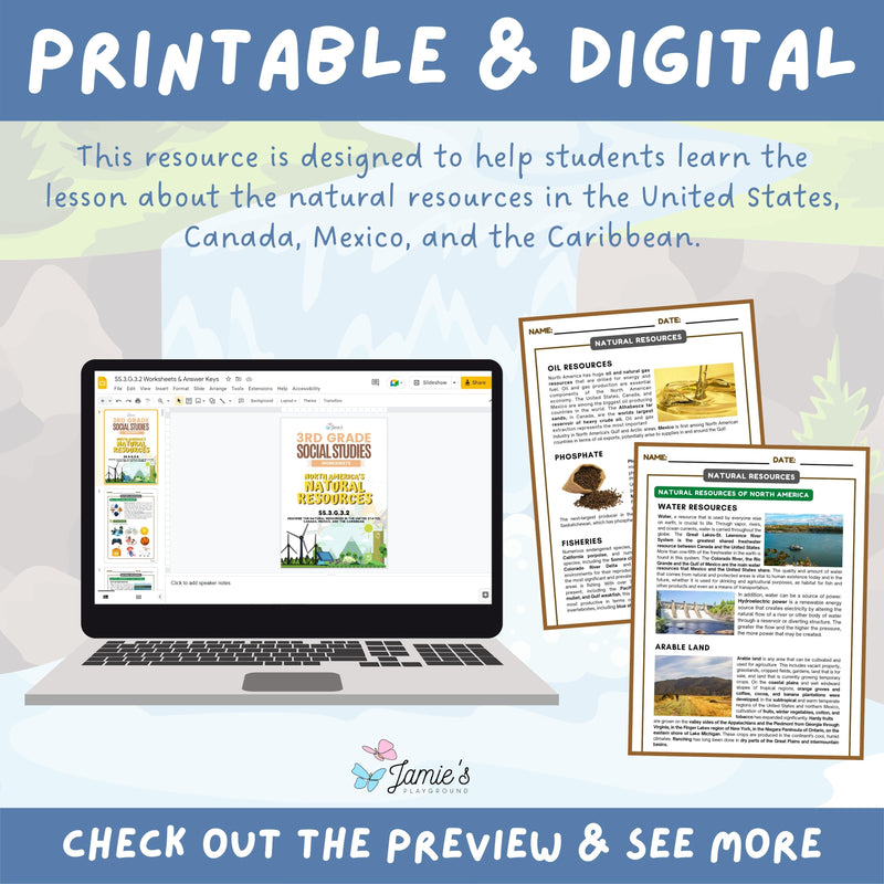 Natural Resources Activity & Worksheets 3rd Grade Social Studies