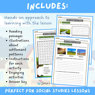 Settlement Patterns Activity & Answer Key 3rd Grade Social Studies