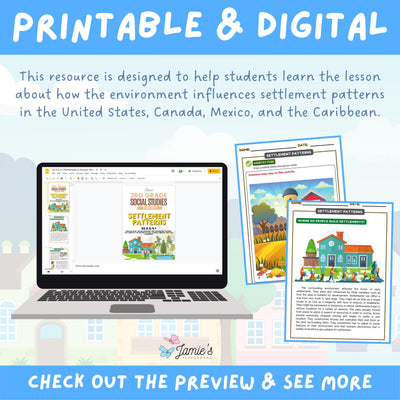 Settlement Patterns Activity & Answer Key 3rd Grade Social Studies