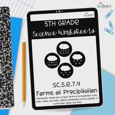 Types of Precipitation Activity & Answer Key 5th Grade Earth Science