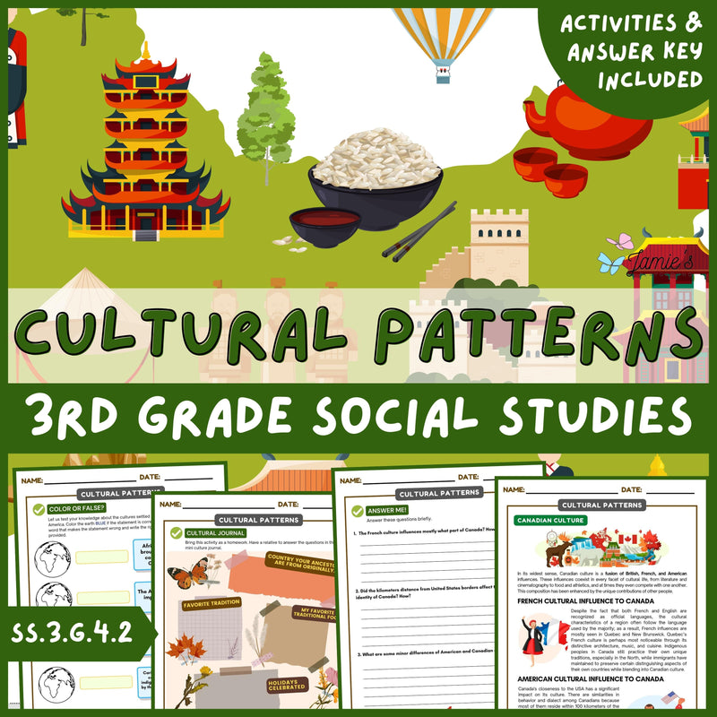 Cultures in North America Activity & Answer Key 3rd Grade Social Studies