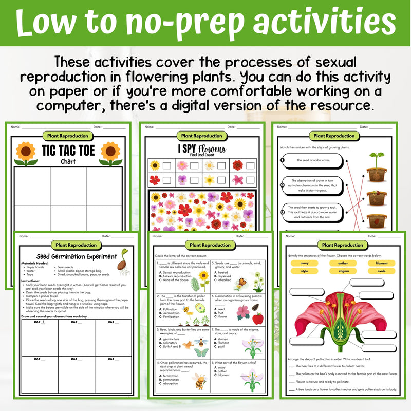 Plant Reproduction Activity & Answer Key 4th Grade Life Science