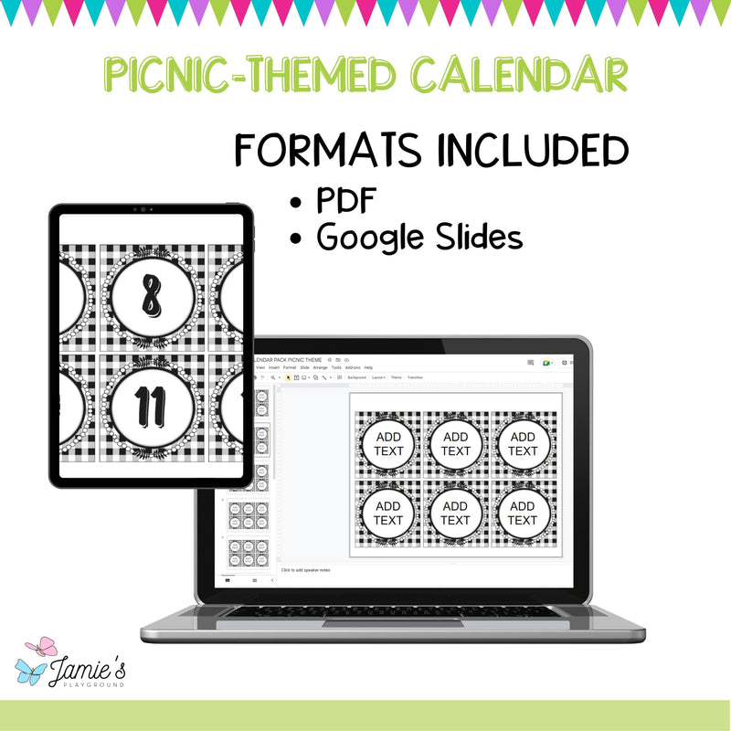 Daily Flip Calendar Pocket Chart Cards | Editable Picnic Calendar Display