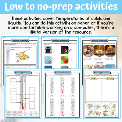 Hot and Cold Temperature Activity & Answer Key 3rd Grade Physical Science