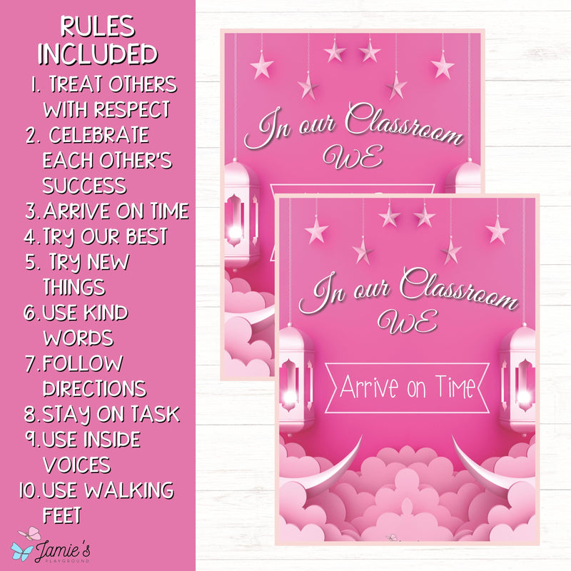 Classroom Rules & Expectations Posters (Pink) Bulletin Board Classroom Decor