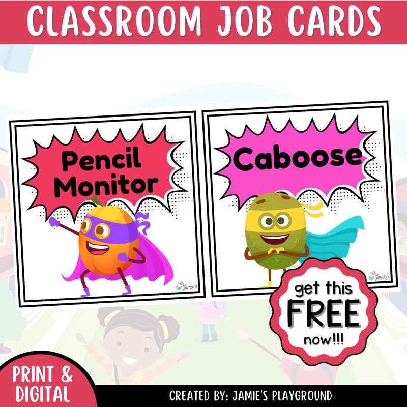 FREE - Superhero Classroom Job Chart: Classroom Helper Student Job