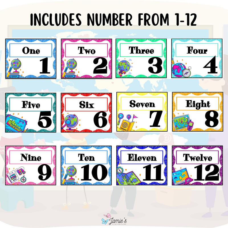 Table Number Signs 2 - Geography Classroom Decor Table/Group Signs