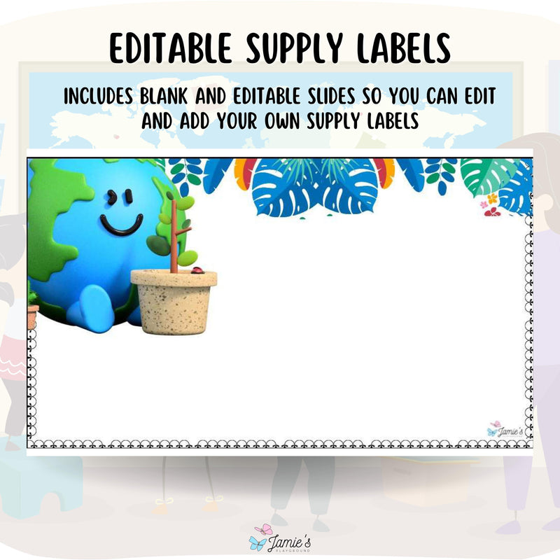 Classroom Supply Labels 1 - EDITABLE Geography Classroom Organization Colorful Supply Labels