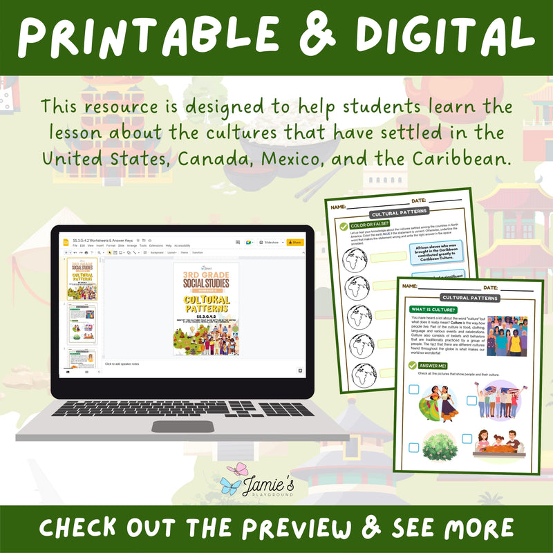 Cultures in North America Activity & Answer Key 3rd Grade Social Studies