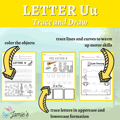 Alphabet Tracing & Writing Activity | Handwriting Practice Worksheet - Letter U