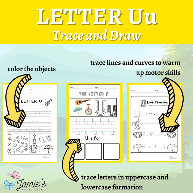 Alphabet Tracing & Writing Activity | Handwriting Practice Worksheet - Letter U