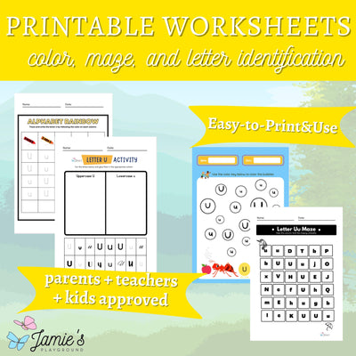 Alphabet Tracing & Writing Activity | Handwriting Practice Worksheet - Letter U