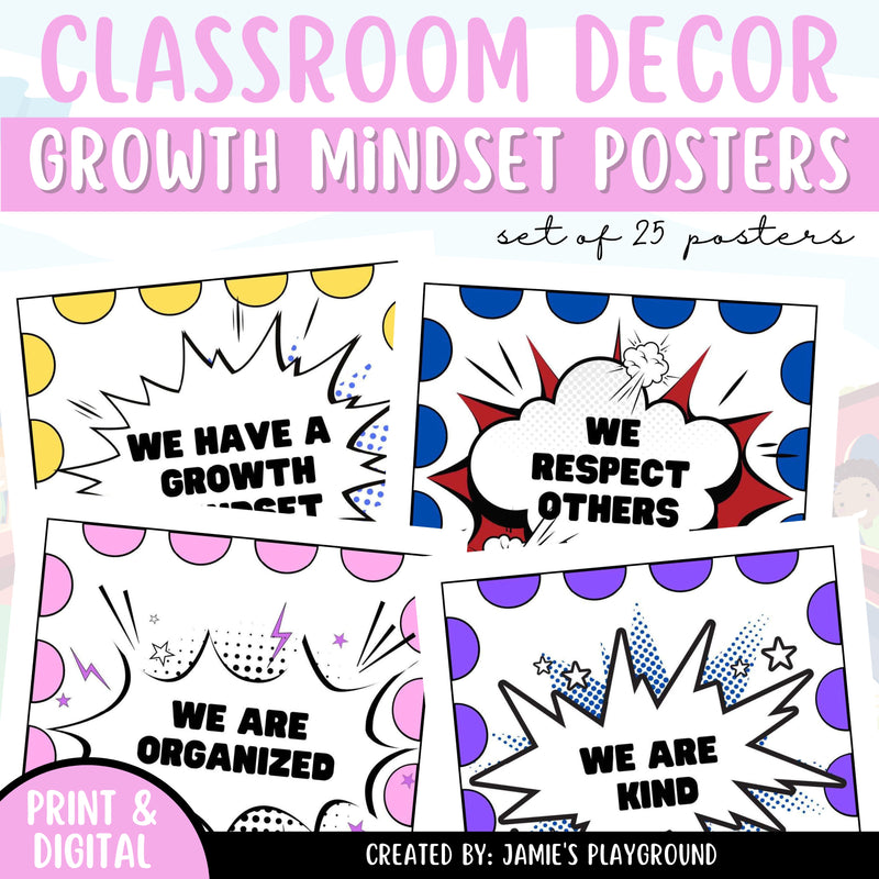 Editable Posters 1 - EDITABLE Superhero Growth Mindset Posters