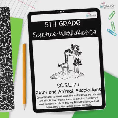 Plant and Animal Adaptations Activity & Answer Key 5th Grade Life Science