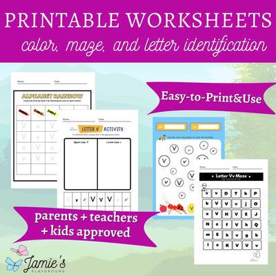 Alphabet Tracing & Writing Activity | Handwriting Practice Worksheet - Letter V