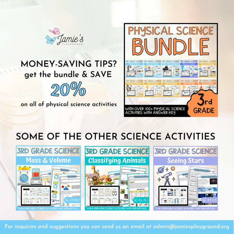 Hot and Cold Temperature Activity & Answer Key 3rd Grade Physical Science