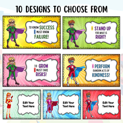 Editable Posters 2 - EDITABLE Superhero Growth Mindset Posters