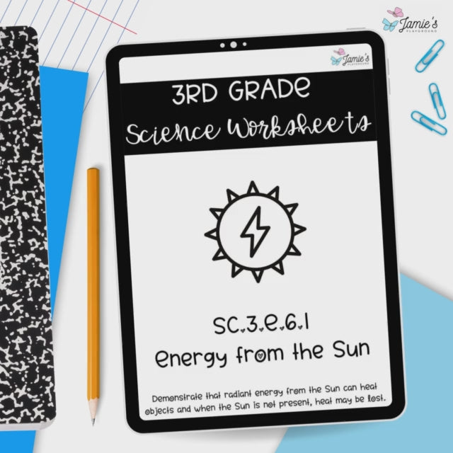 Energy from the Sun Activity & Answer Key 3rd Grade Earth & Space Science