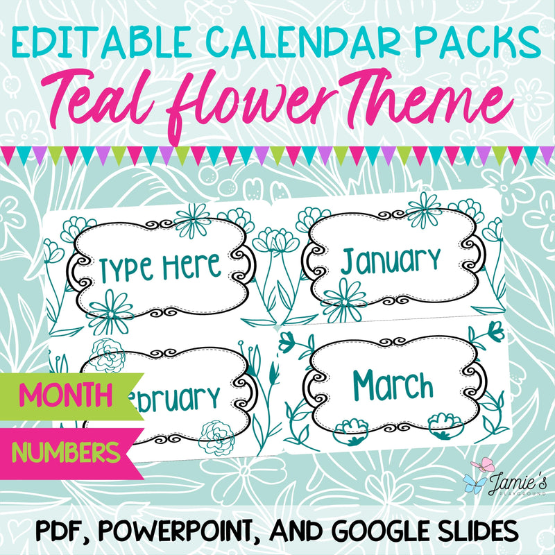 Daily Flip Calendar Pocket Chart Cards | Editable Flower Calendar Display