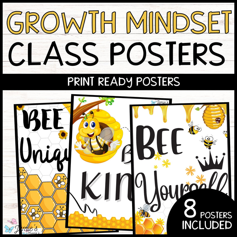 Growth Mindset Poster Display Bee Classroom Decor and Bulletin Board