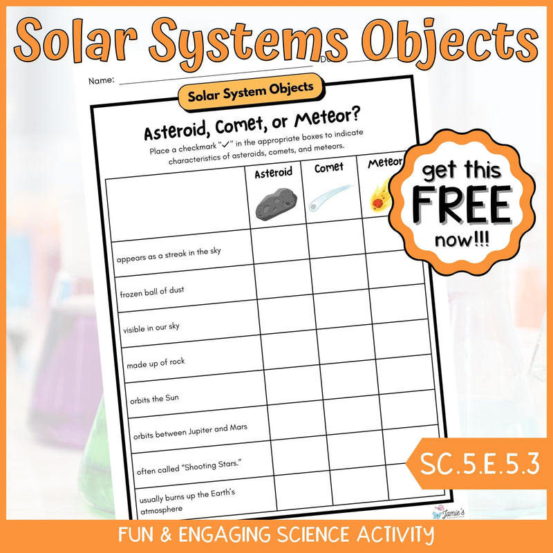 FREE Asteroid, Comet, or Meteor Earth & Space Science Activity