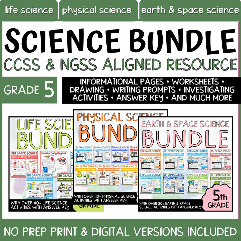 5th Grade Science Units | Reading Passages and Activities Bundle | NGSS Aligned