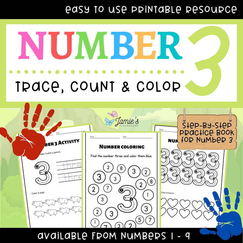 Number Tracing & Writing Activity | Number Formation Trace & Write - Number 3