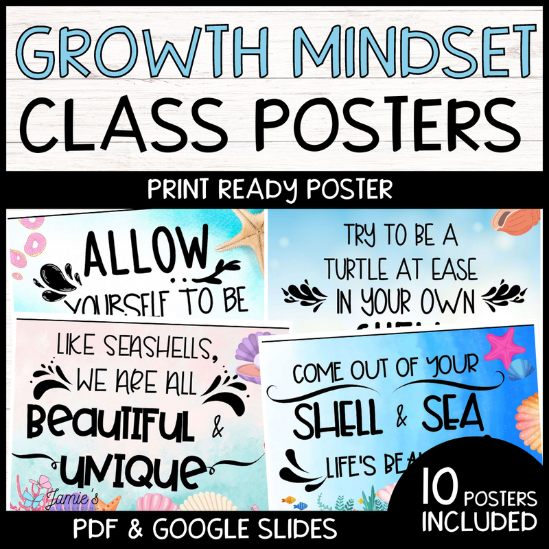 Growth Mindset Poster Display Ocean Classroom Decor and Bulletin Board