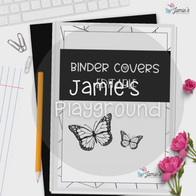 Editable Binder Covers for Teacher Binder and Planner | Black and White